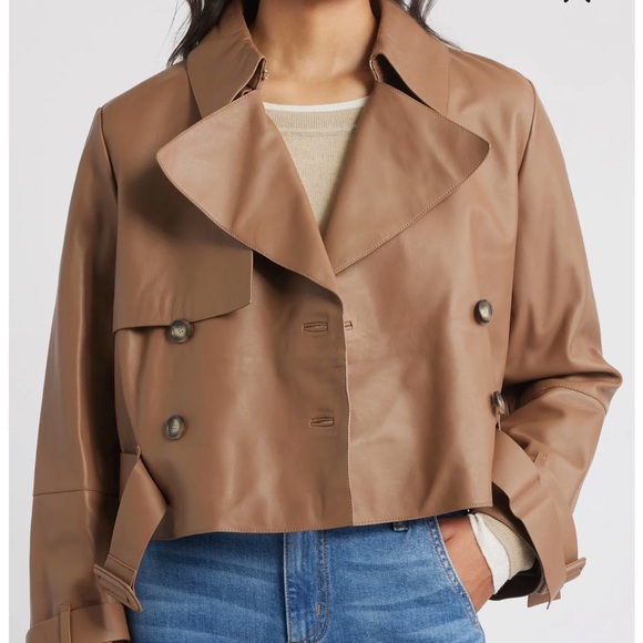 BOSS Satela Double Breasted Leather Jacket - Picture 1 of 6